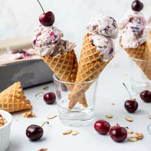 Cherry Almond Crunch No Churn Ice Cream