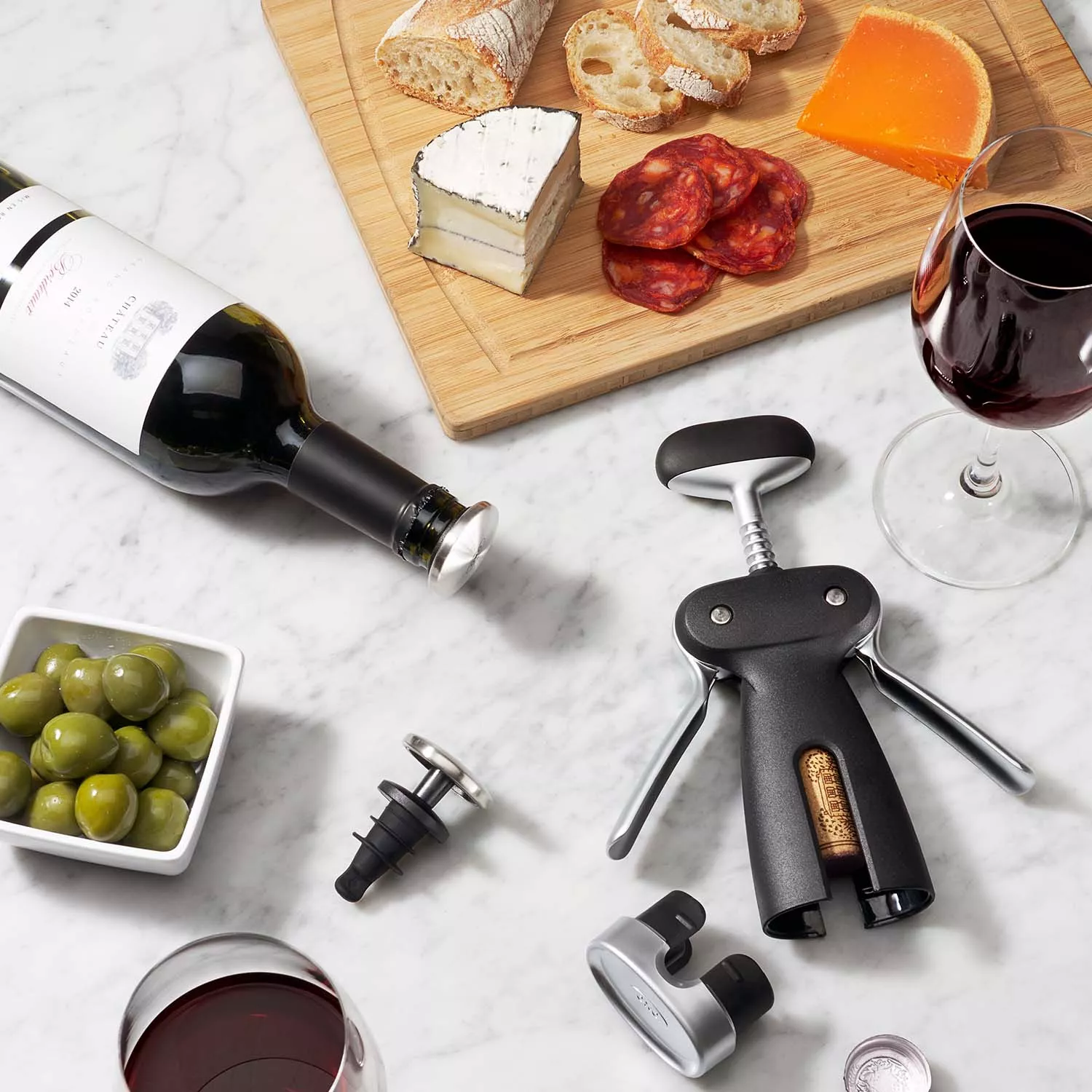  OXO Steel Vertical Lever Corkscrew with Removable Foil
