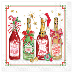 Boston International Christmas Bottles Cocktail Napkins, Set of 20