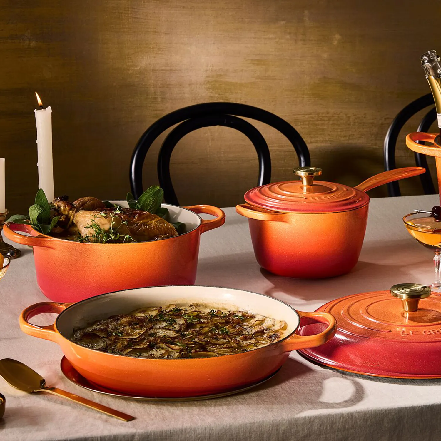 Le Creuset Signature Flamme Dorée Braiser, 5.5 qt.