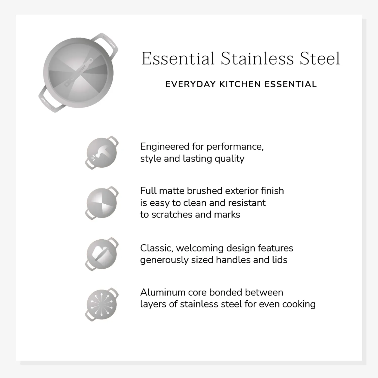 Le Creuset Essential Stainless Steel Set of 2 Skillets, 8" & 10"