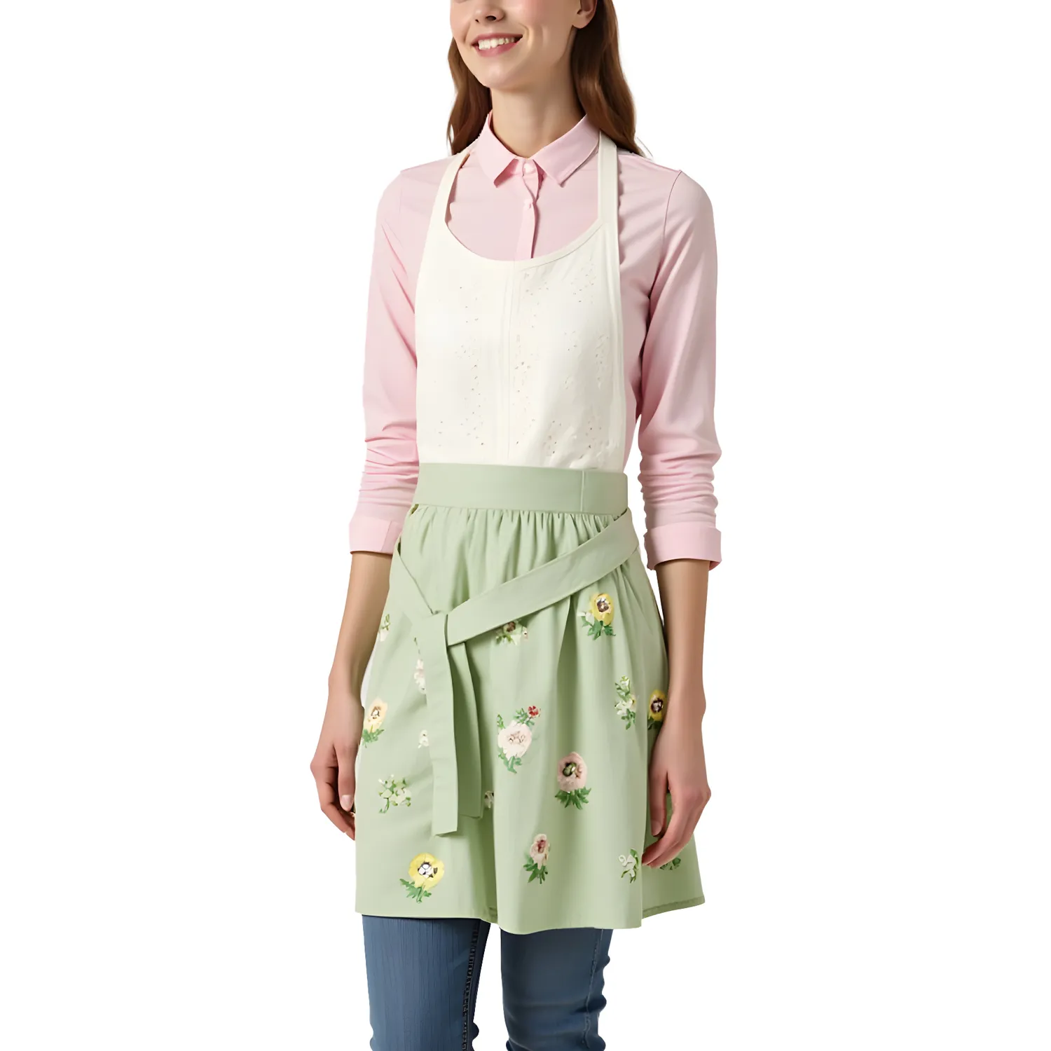 Sur La Table Floral Embroidered Apron