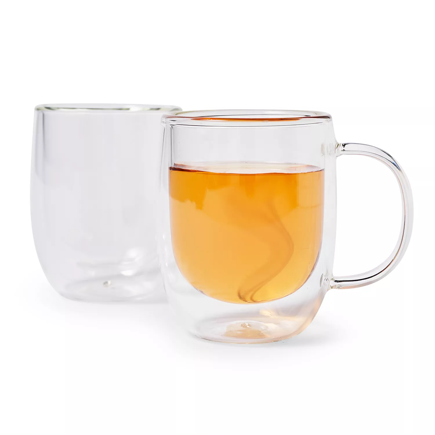 Elle Decor Double Wall Glass Cups, Set Of 2, 10 Oz Bubble Iced
