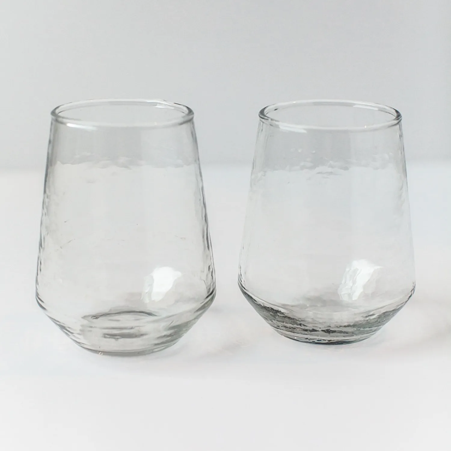 Powered by People Handblown Hammered Tumbler Glasses, Set of 4