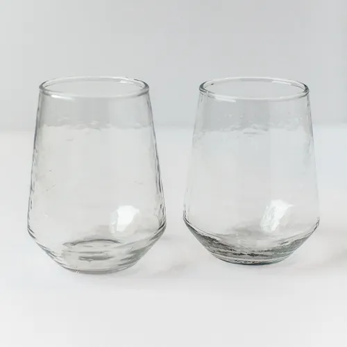 Powered by People Handblown Hammered Tumbler Glasses, Set of 4