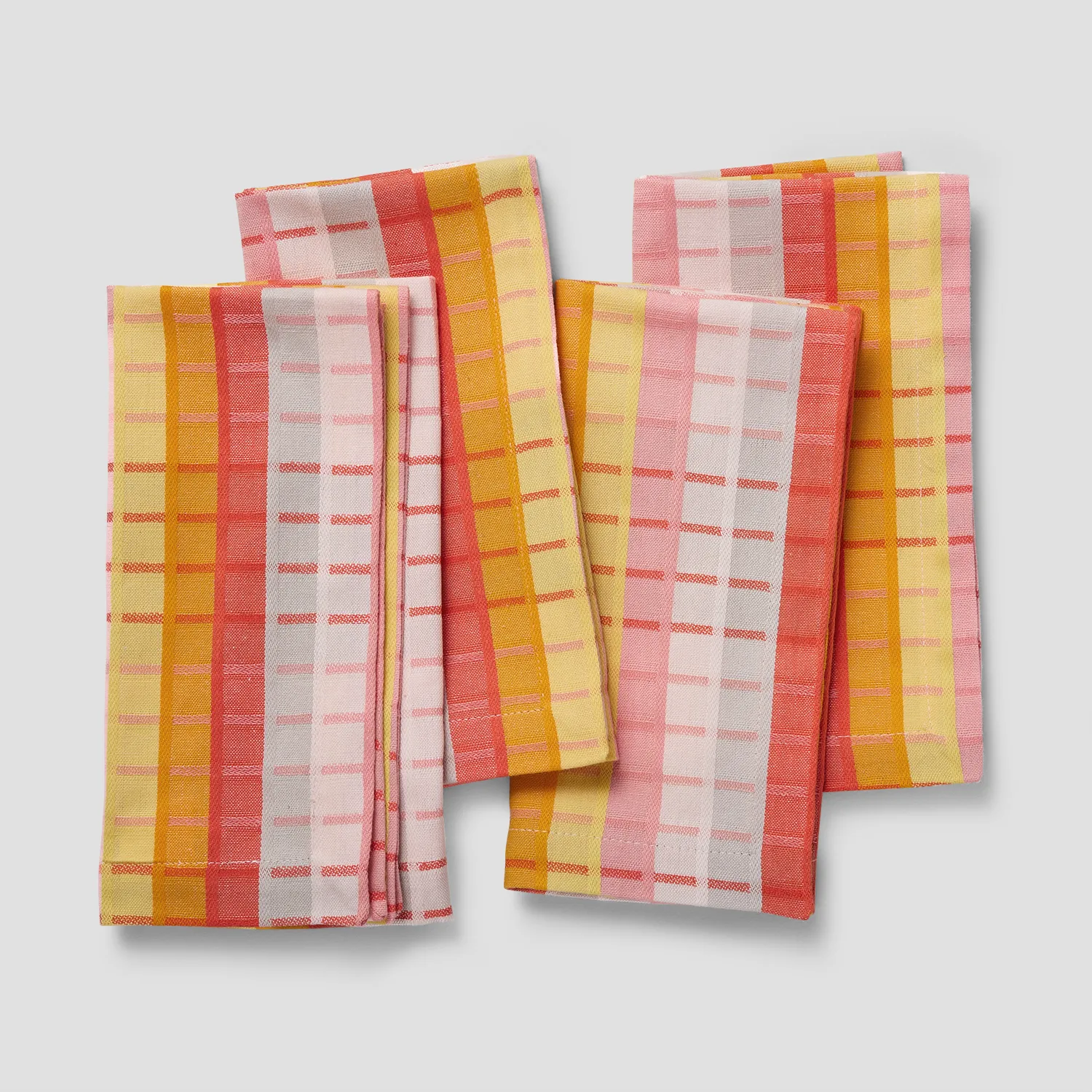 Sur La Table Wild Poppies Plaid Napkins, Set of 4
