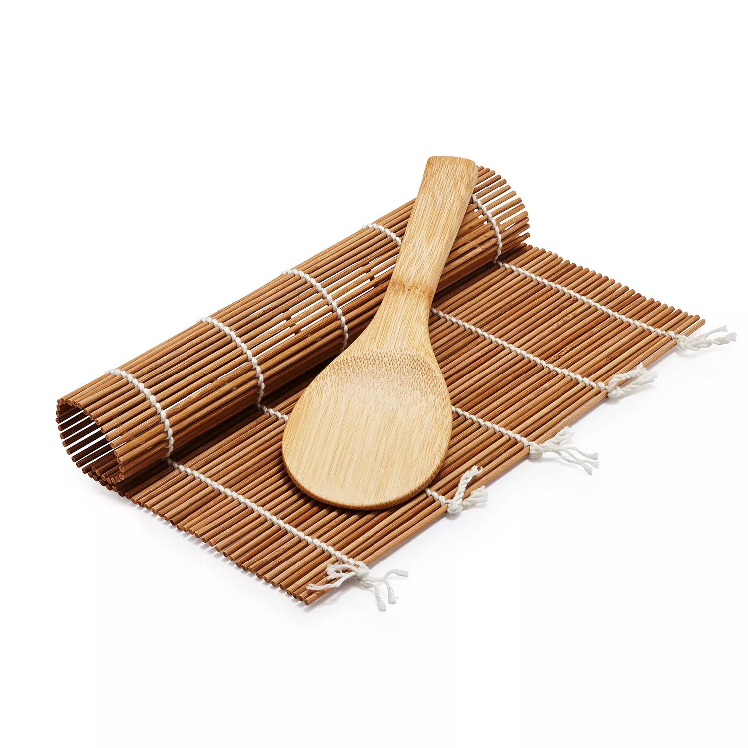 6 Carbonized Bamboo Sushi Rolling Mats with Rice Paddle