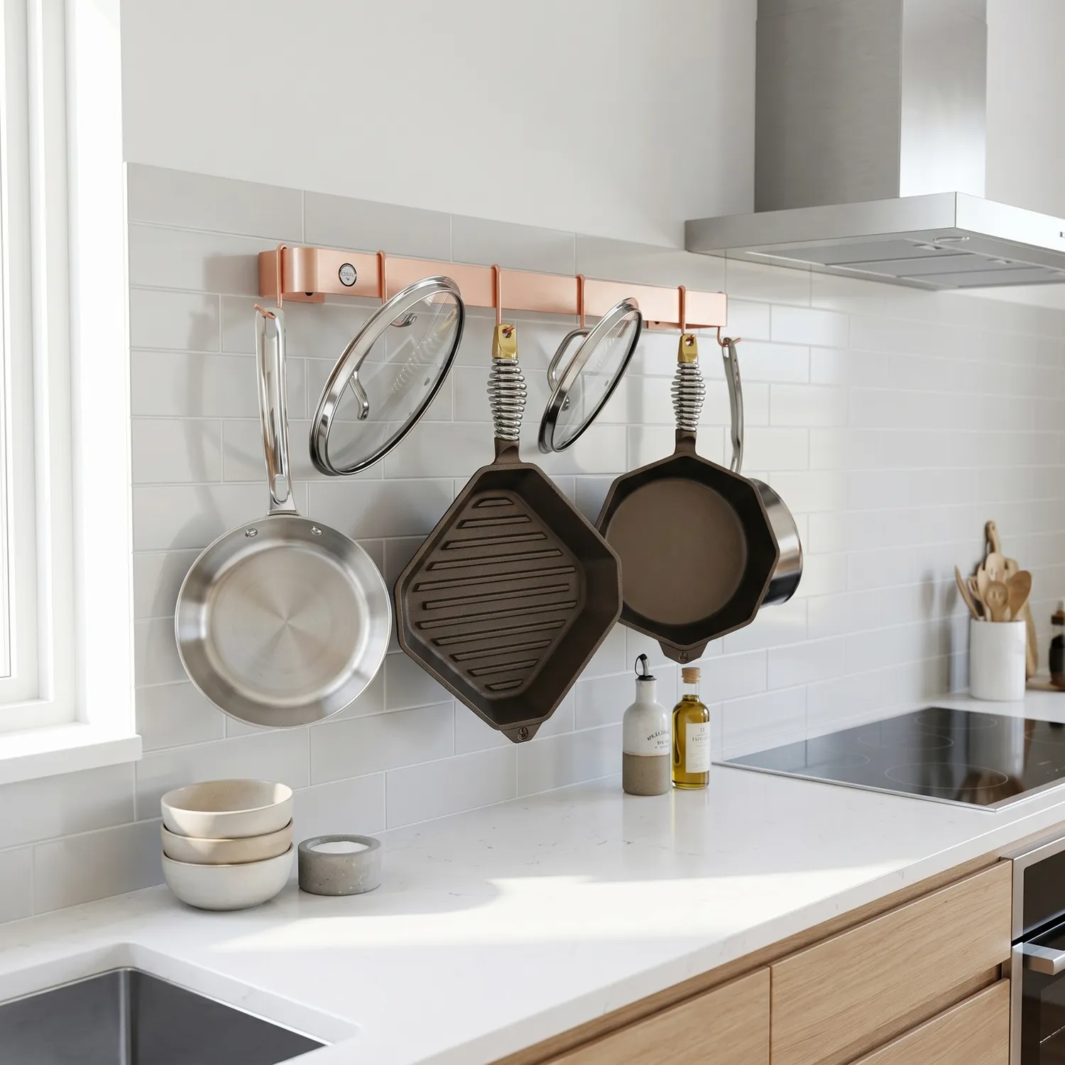 Enclume Classic Brushed Copper Utensil Bar Wall Racks