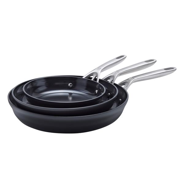 Zwilling Motion Hard-Anodized Ceramic Nonstick Skillet Set, 8", 10", & 12"