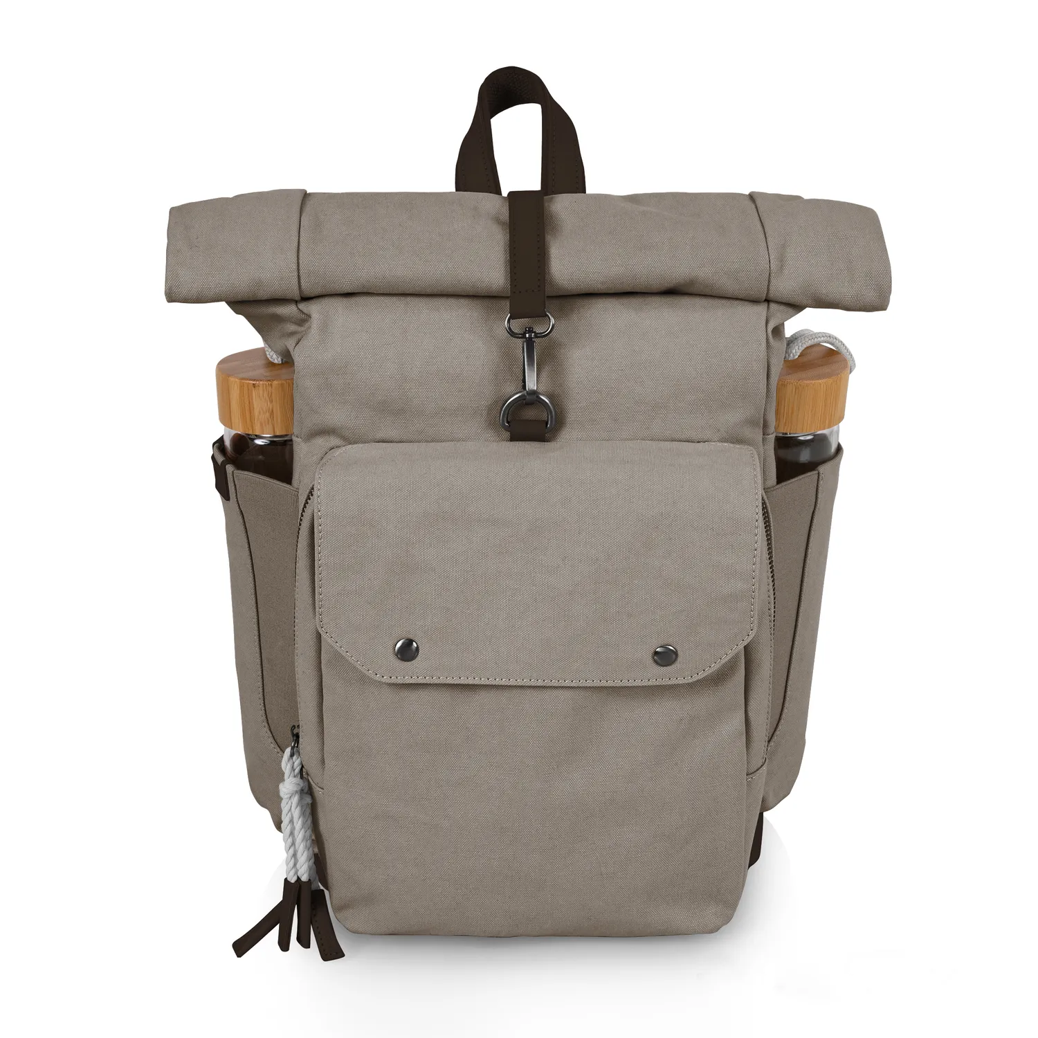 Picnic Time Roll Top Backpack Cooler w/ Utensil Set & Water Bottles