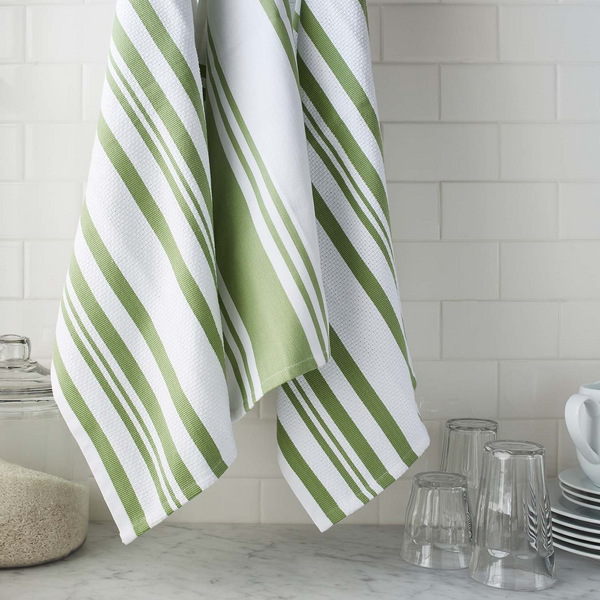 Green Summer Stripes Hanging Kitchen Towel