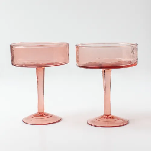 Powered by People Handblown Hammered Coupe Cocktail Glasses, Set of 4