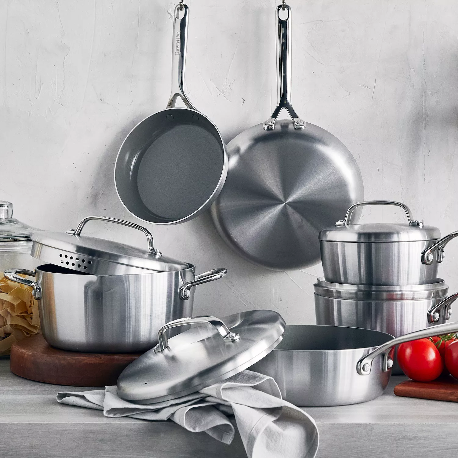 Sur La Table Classic 5-Ply Stainless Steel 10-Piece Cookware Set, Silver