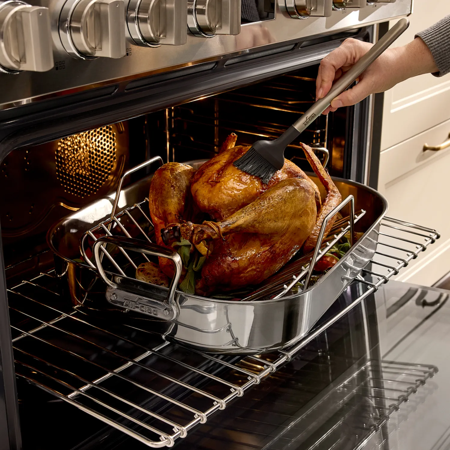 All-Clad Specialty Cookware Stainless Steel Roaster With Rack, 14"x18"