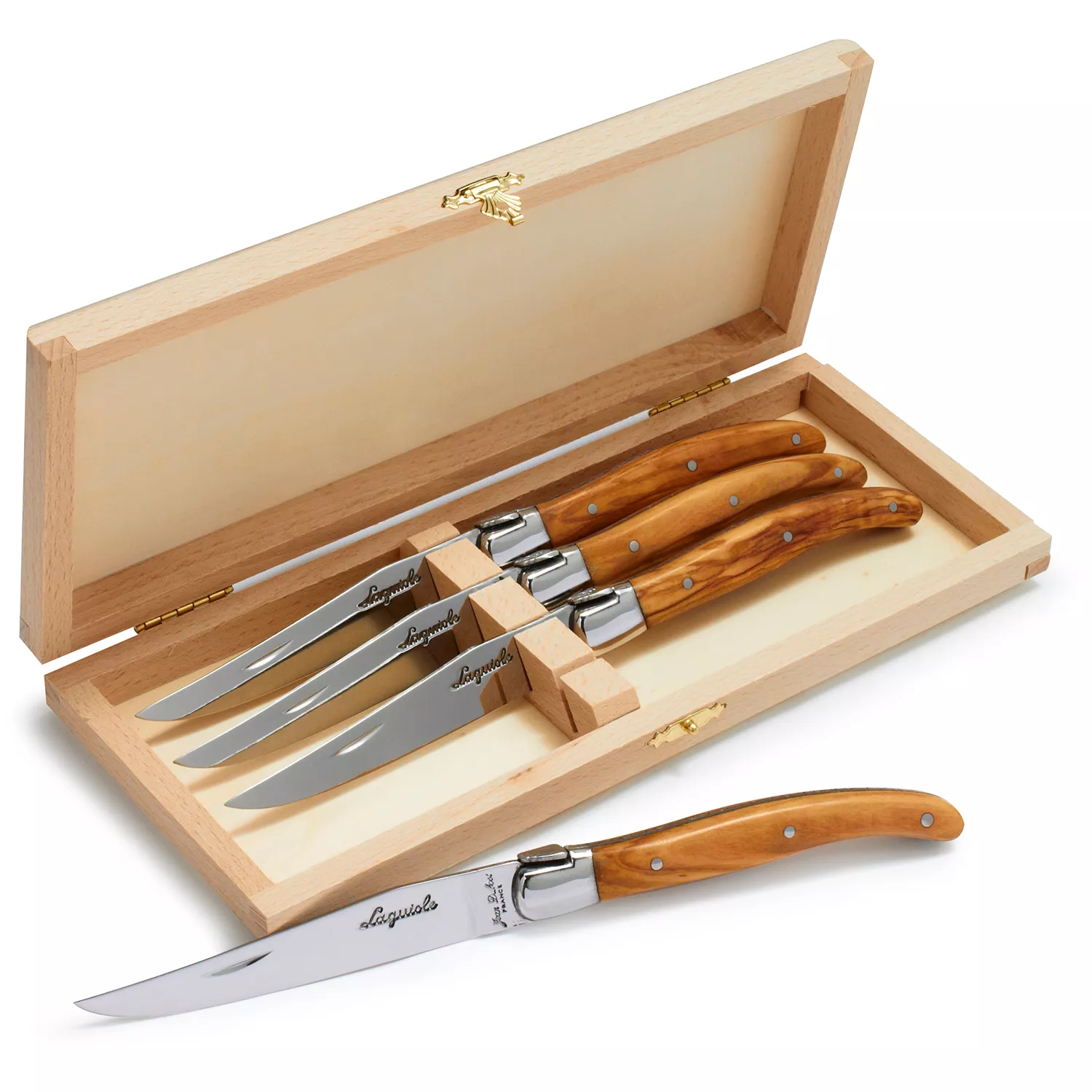 Dubost Laguiole Olivewood  Steak Knives, Set of 4