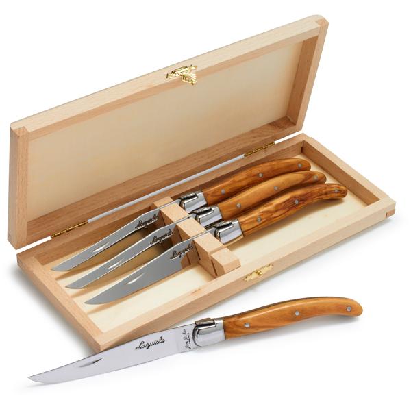 Dubost Laguiole Olivewood  Steak Knives, Set of 4