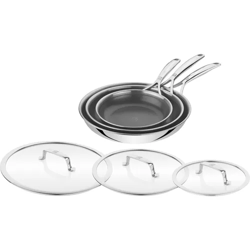 Zwilling Peak Stainless Steel Dual Performance Ceramic Nonstick 6-Piece Skillet Set