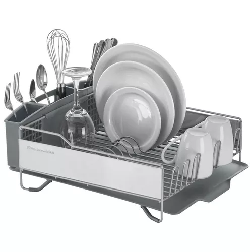 KitchenAid Full-Size Stainless Steel Dish Rack, Light Gray
