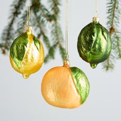 Sur La Table Citrus Glass Ornaments, Set of 3