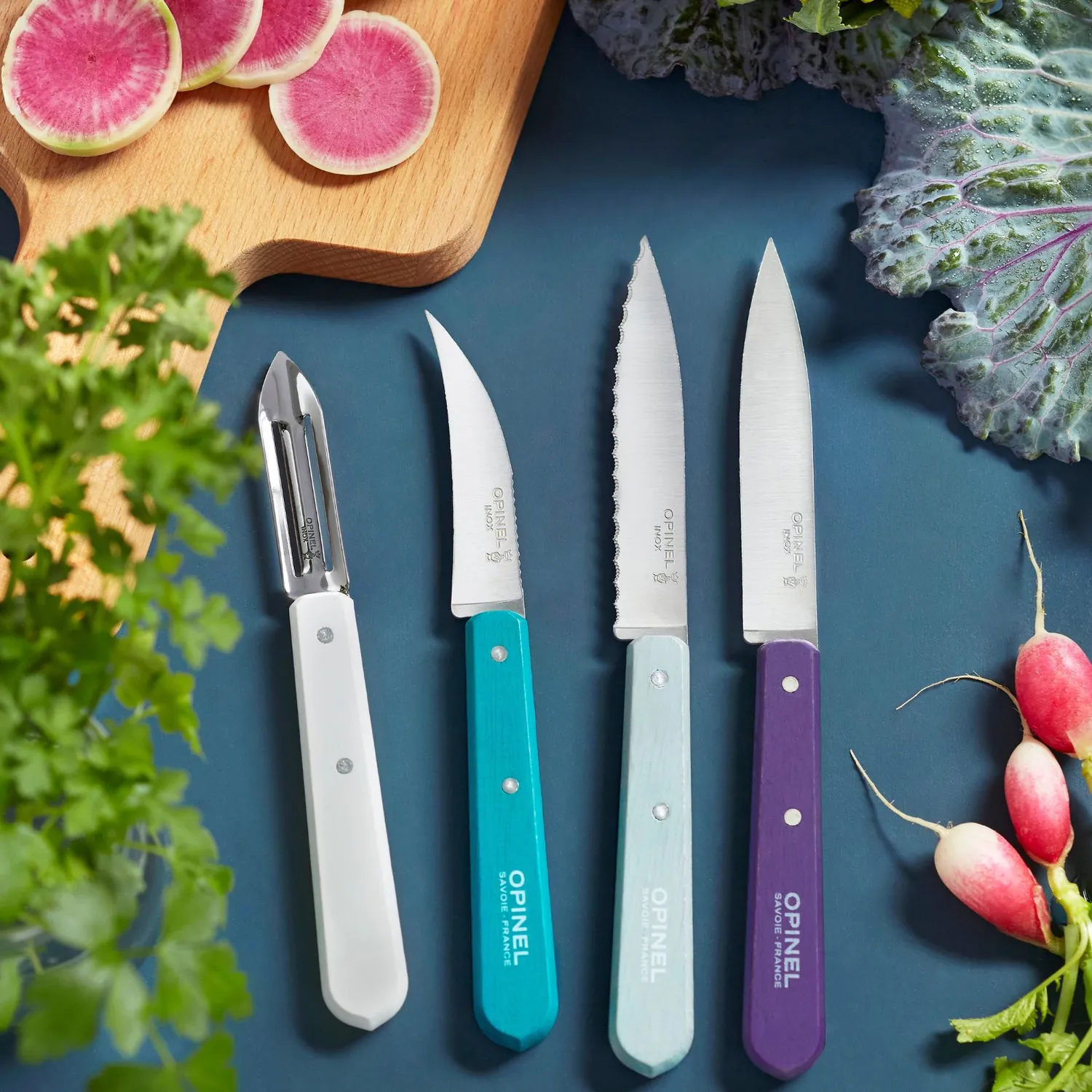 Opinel Les Essentiels 4-Piece Paring & Peeler Knife Set 