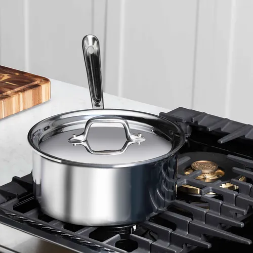 All-Clad Stainless Steel Saucepan with Lid, 3 qt.
