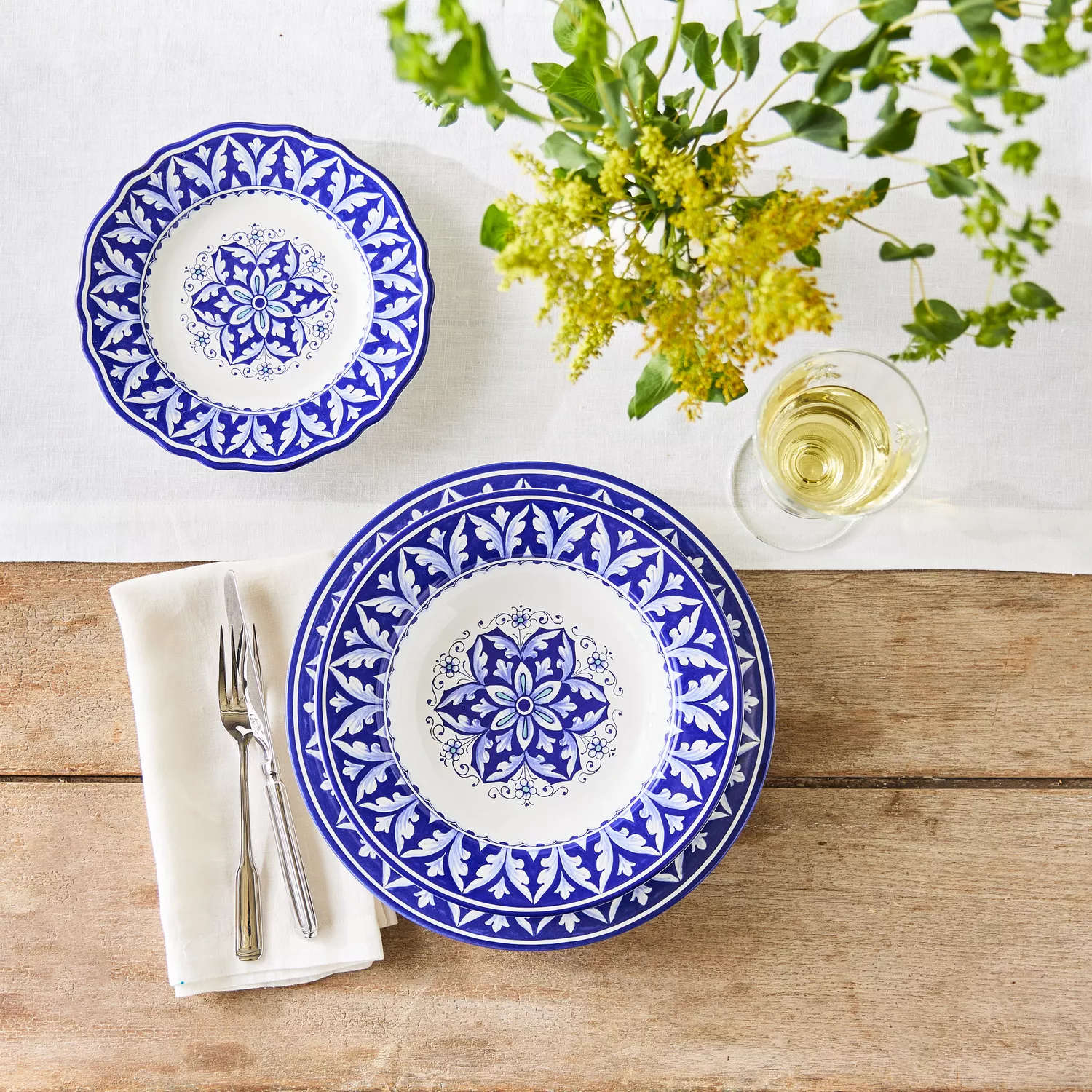 Sur La Table Nova Deruta Blue Peacock Dinner Plate