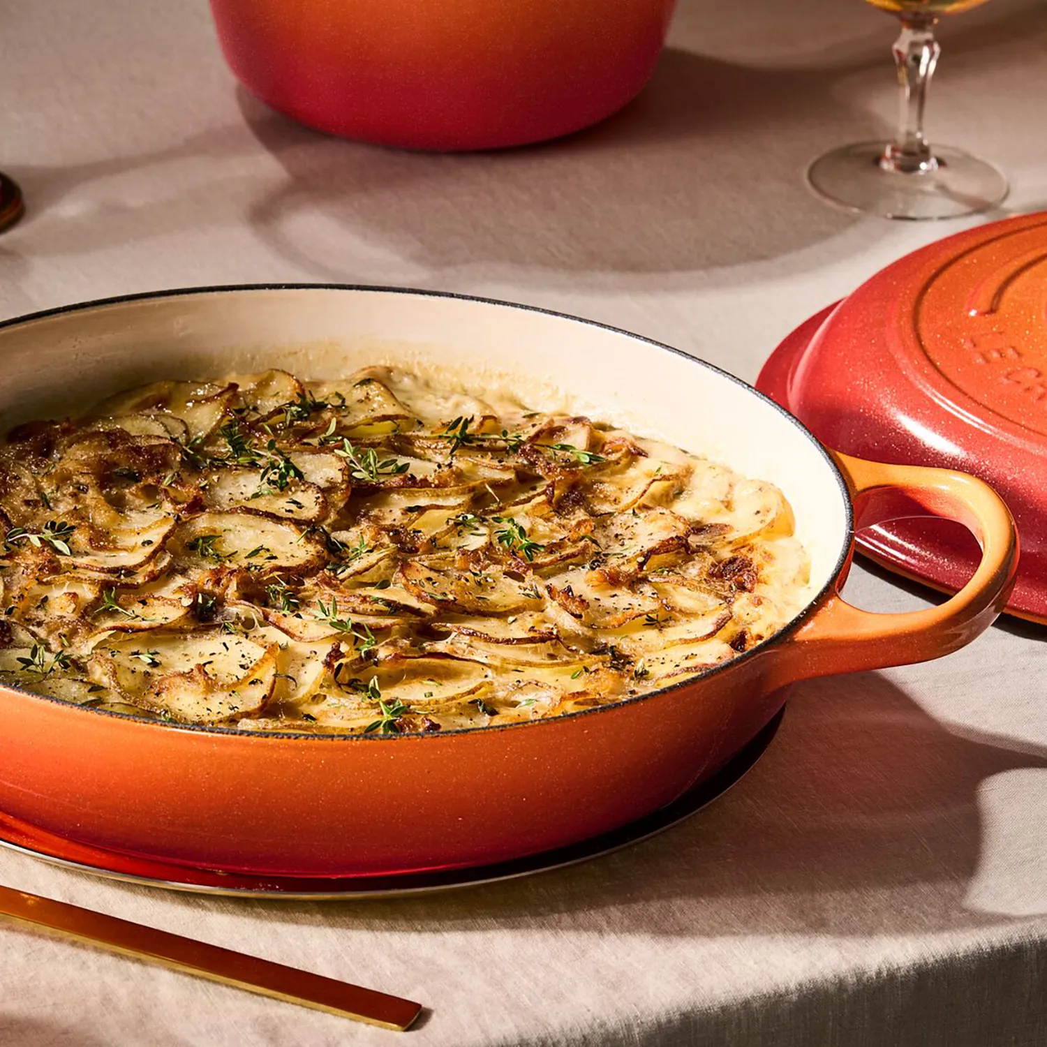 Le Creuset Signature Flamme Dorée Braiser, 5.5 qt.