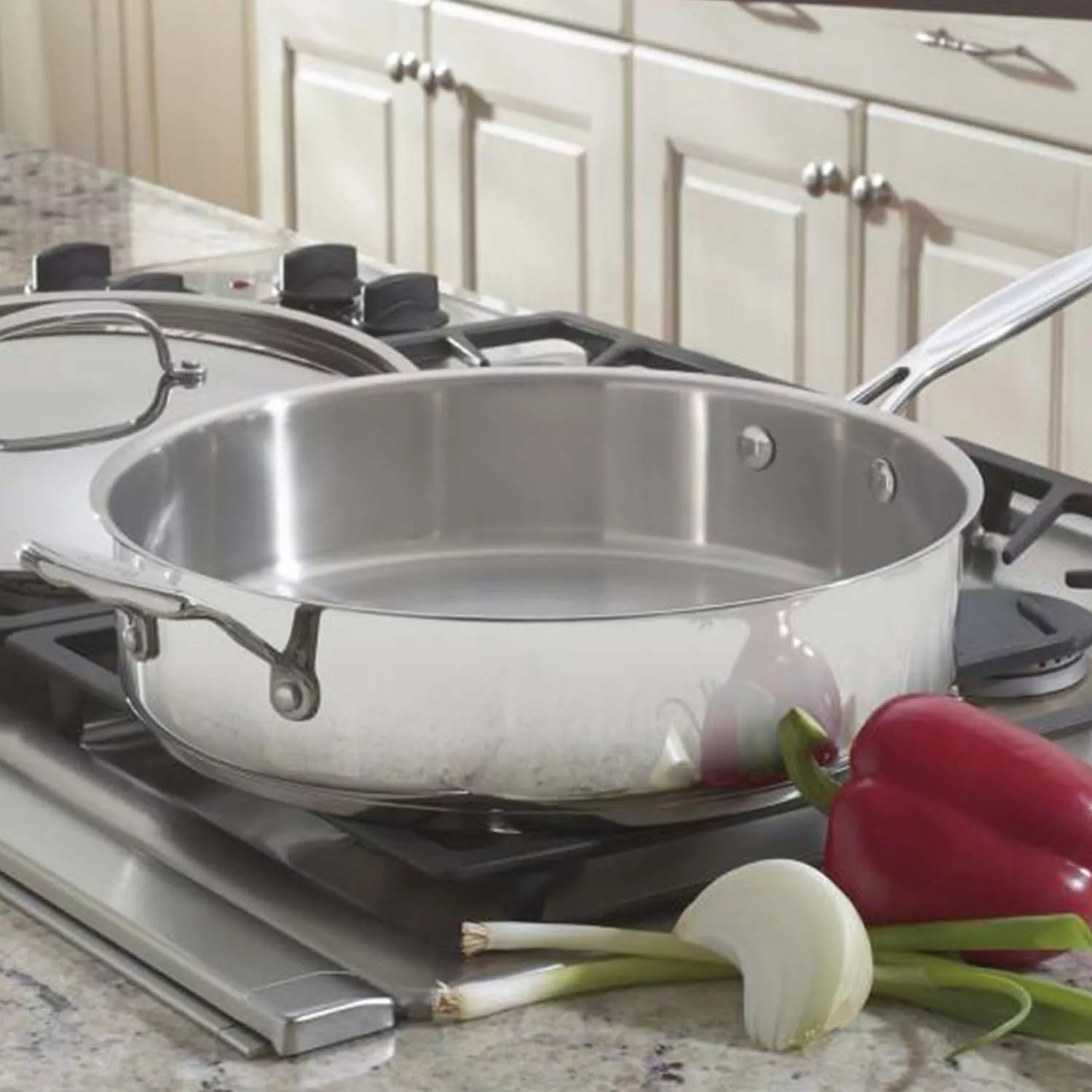 Chef’s Classic Stainless Steel Sauté Pan with Lid, 5.5 Quart