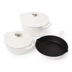 Sur La Table Enameled Cast Iron 5-Piece Set These are amazing - I use them for everything, whether that is baking bread or making soup