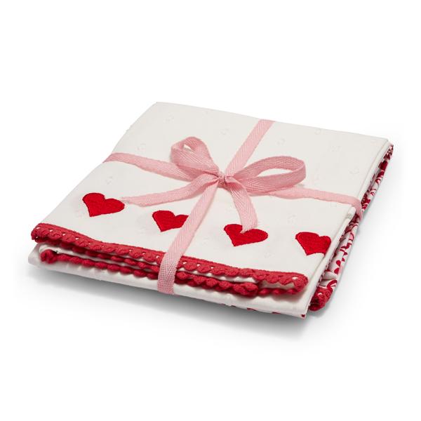 Sur La Table Embroidered Heart Towels, Set of 2