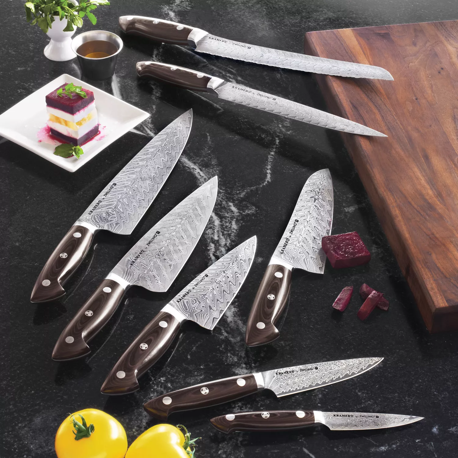 Bob Kramer 7" Stainless Damascus Santoku Knife by Zwilling J.A. Henckels