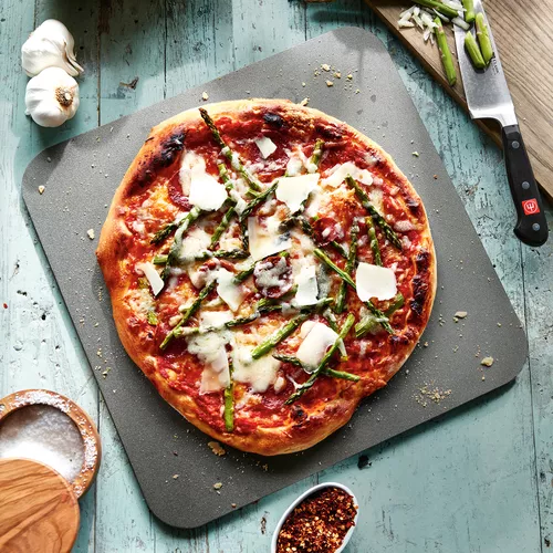 Chorizo, Asparagus and Manchego Pizza
