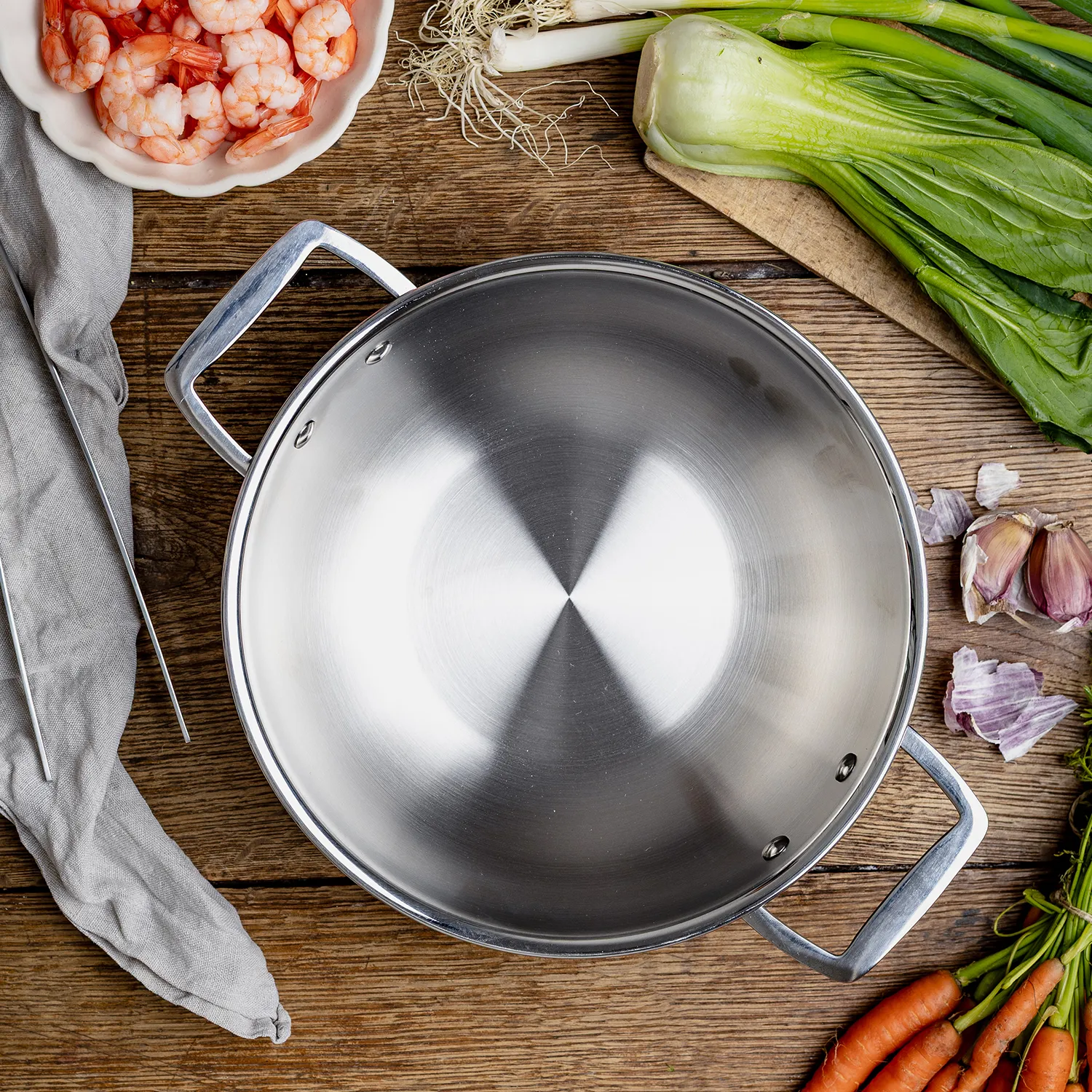Cristel Castel'Pro Ultraply 3-Ply Stainless Steel Wok