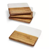 Sur La Table Marble and Wood Coasters, Set of 4