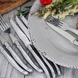 French Home Laguiole Stainless Steel Steak Knife and Fork Set, Set of 8