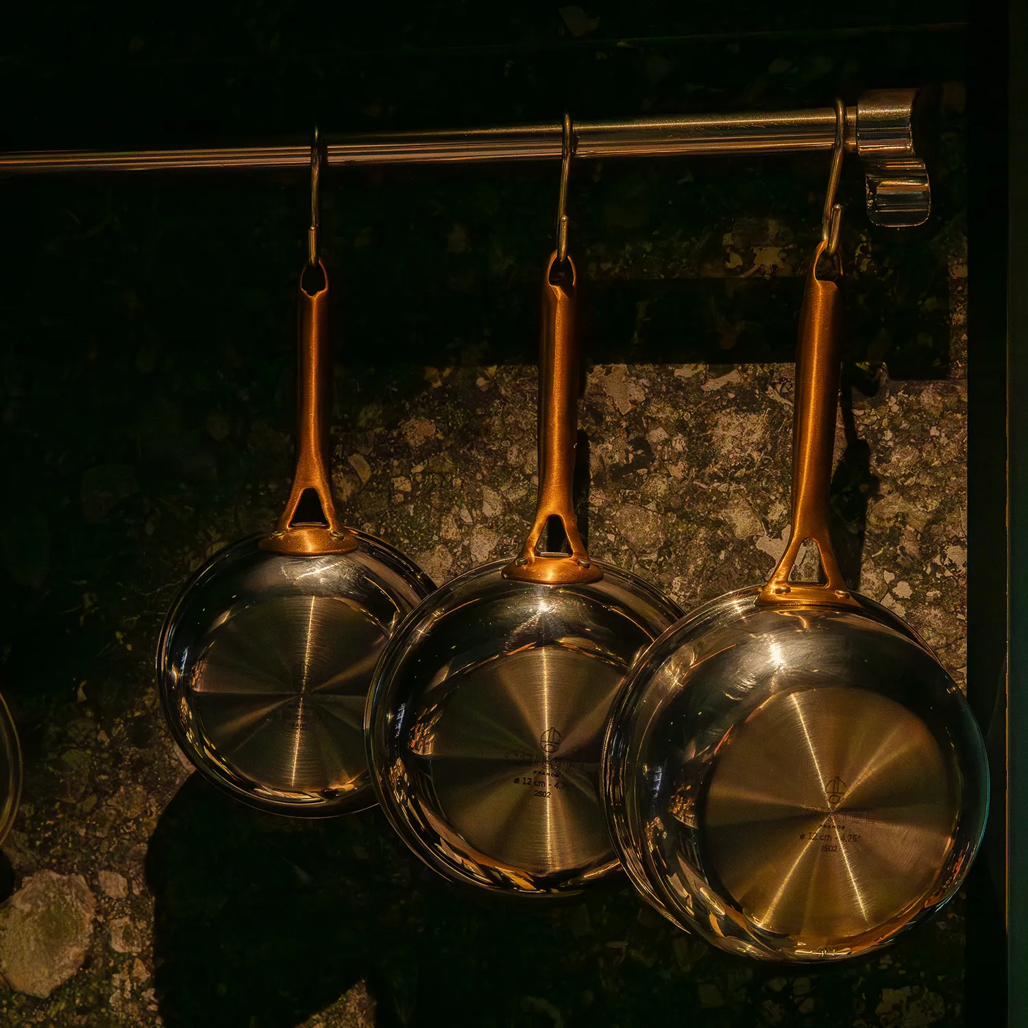 Cristel Castel'Pro 3-Ply Stainless Steel Mini Skillet with Antique Brass Handle