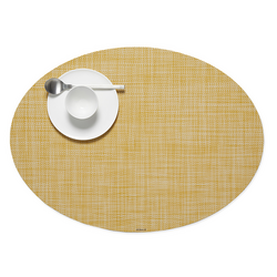 Chilewich Mini Basketweave Oval Placemat, 14" x 19.25" t overlap on a round table