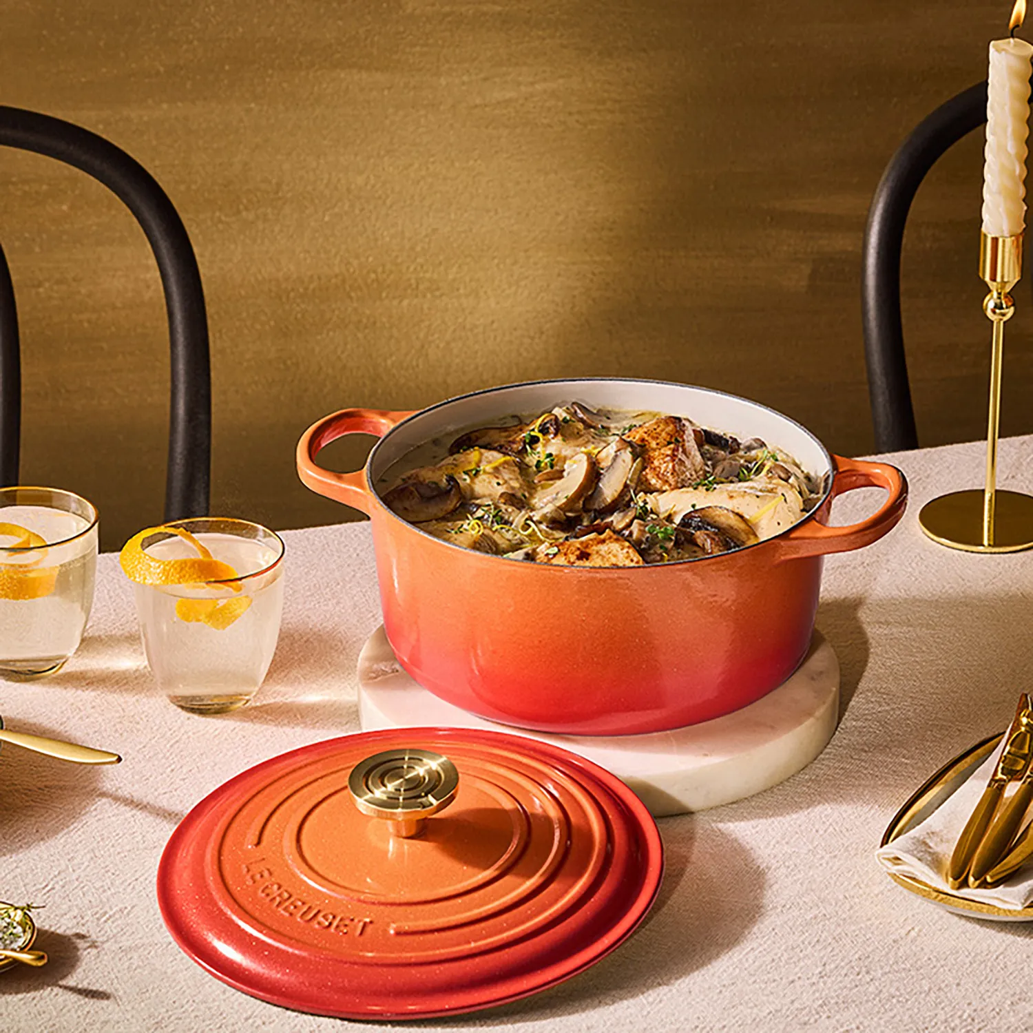 Le Creuset Signature Flamme Dorée Dutch Oven, 4.5 qt.