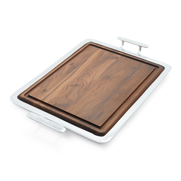 Polished Serving Tray with Reversible Carving Board 