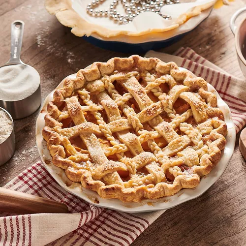 Lattice-Topped Peach Pie