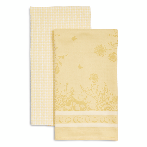 Yellow Bunny Jacquard Towels, Set of 2
