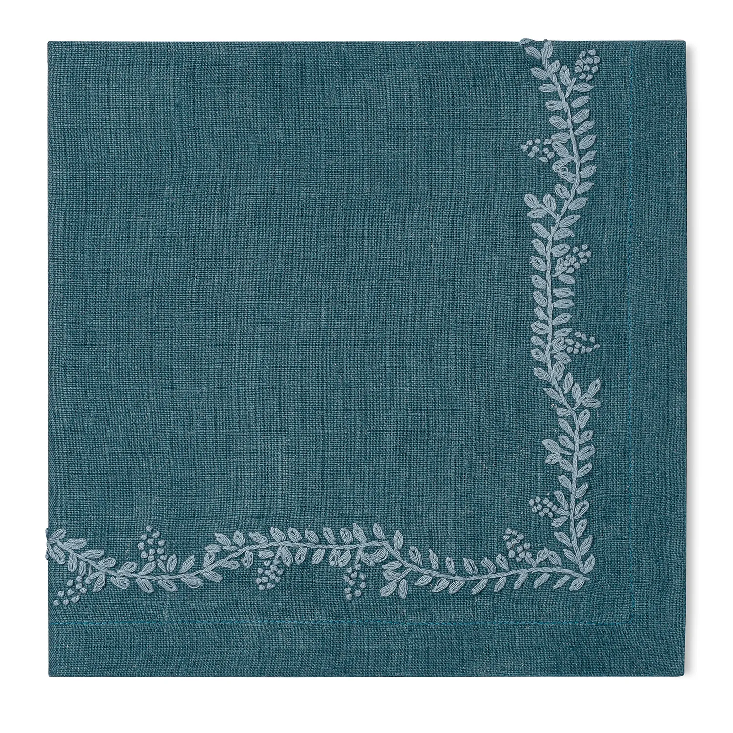 Henry Handwork Prism Vine Embroidered Linen Napkins, Set of 4