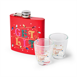 Sur La Table Holiday Flask & Shot Glass Set