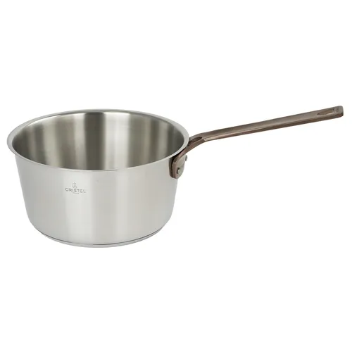 Cristel 1826 Stainless Steel Open Saucepan with Antique Brass Handle