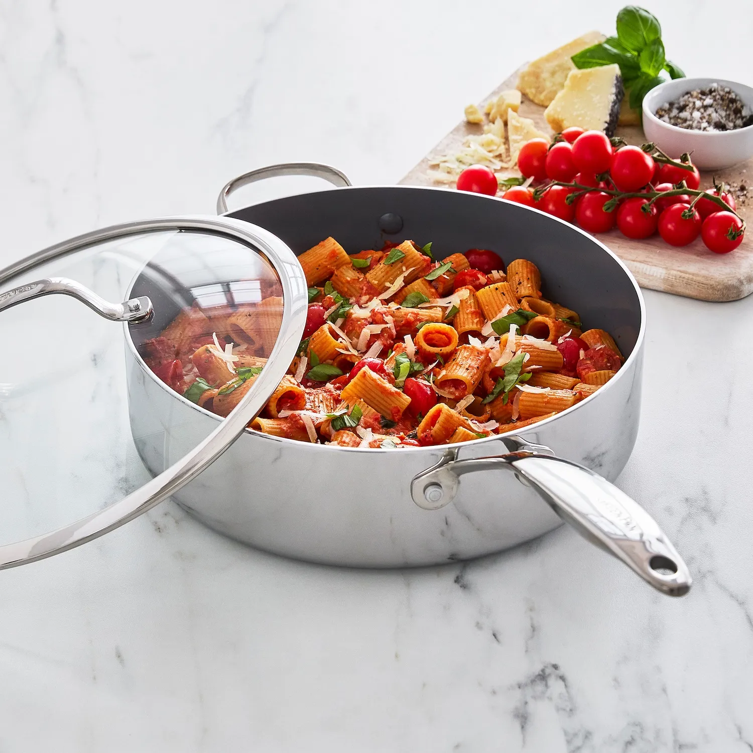 GreenPan Stainless Steel Valencia Pro Ceramic Nonstick Sauté Pan w/ Lid, 5 qt.