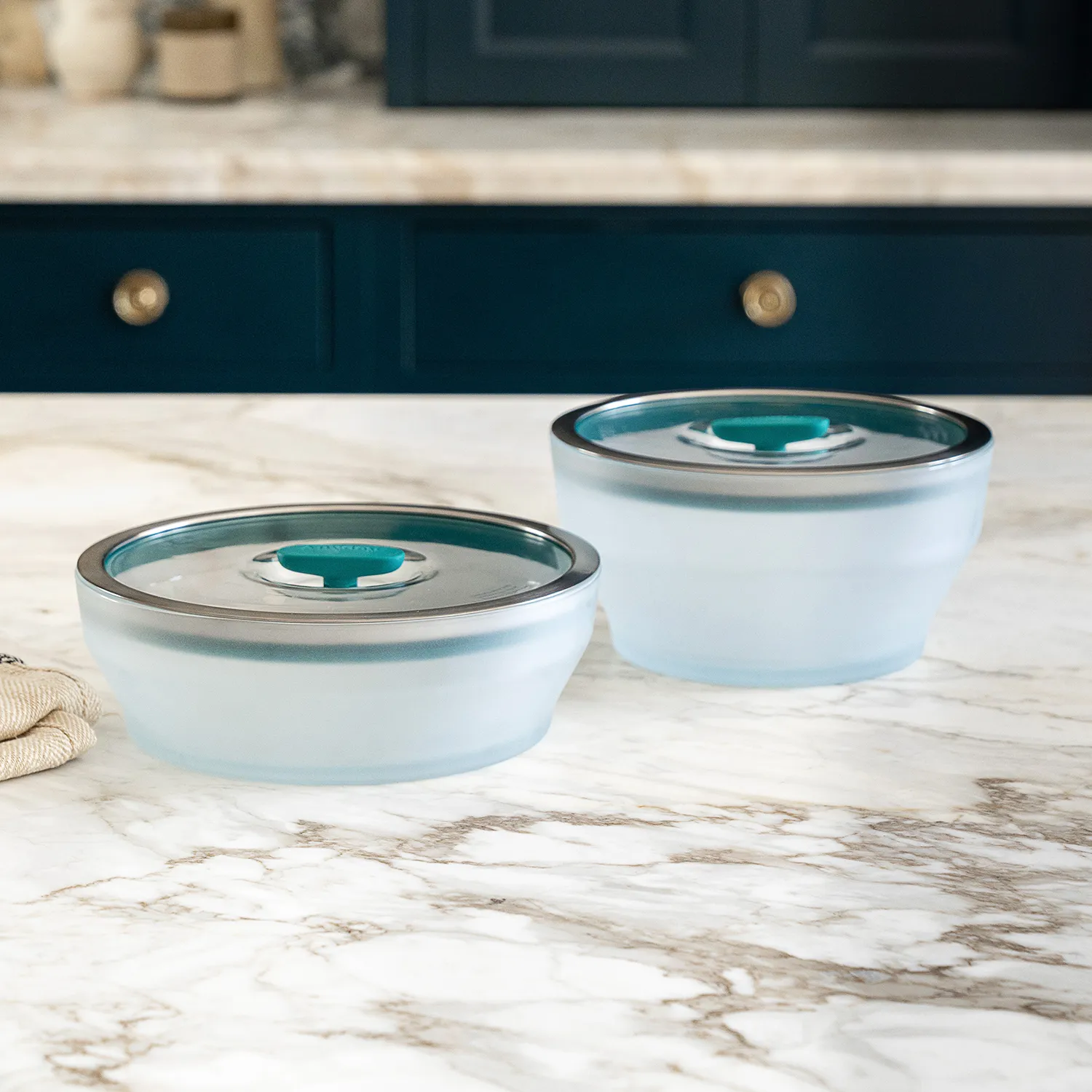 Anyday Microwave Large 4-Piece Glass Round Dish Set