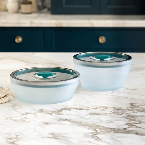 Anyday Microwave Large 4-Piece Glass Round Dish Set