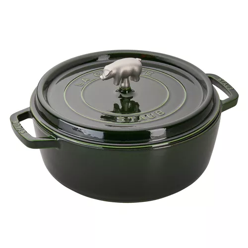 Staub Cast Iron Cochon Shallow Wide Round Cocotte, 6 qt.