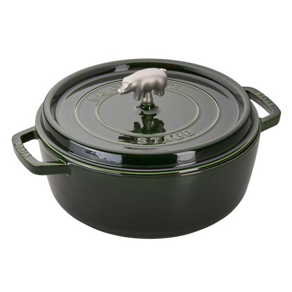 Staub Cast Iron Cochon Shallow Wide Round Cocotte, 6 qt.