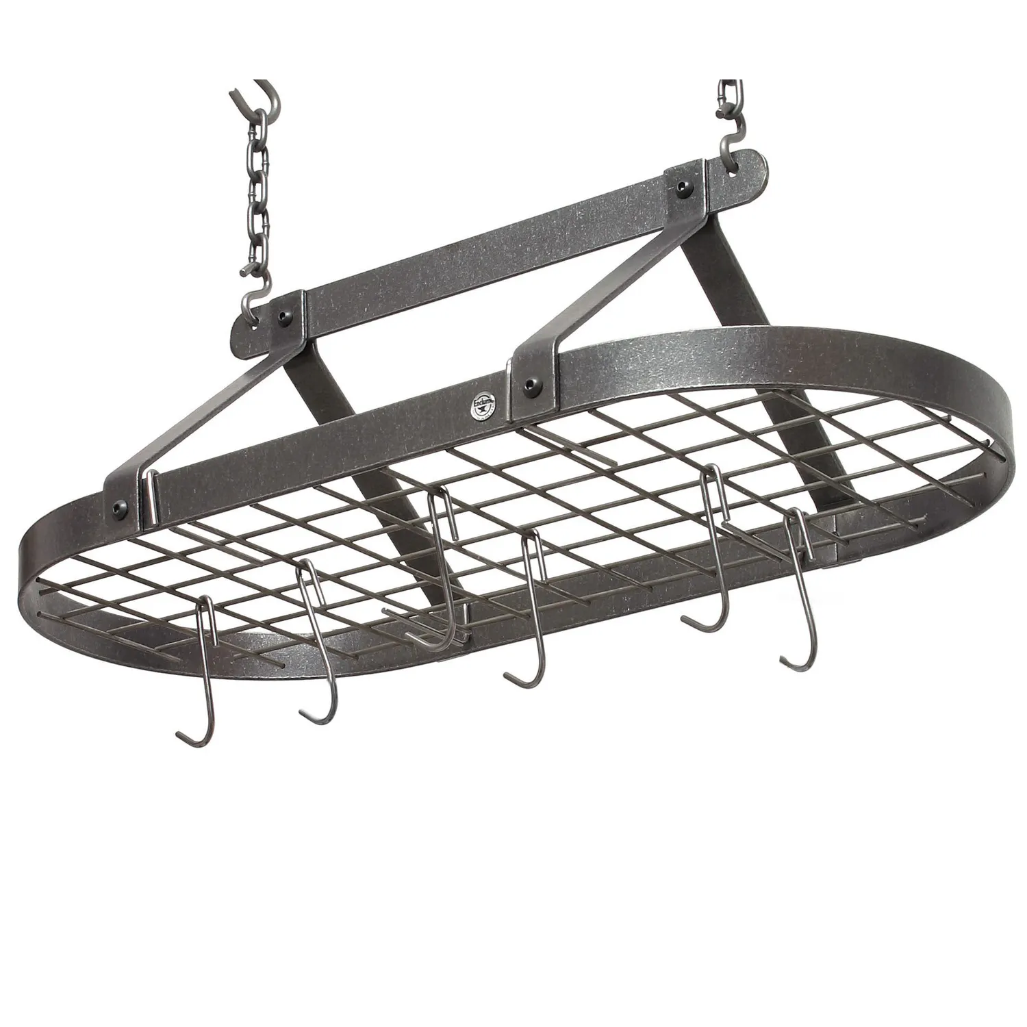 Enclume Classic Hammered Steel Oval Ceiling Pot Rack